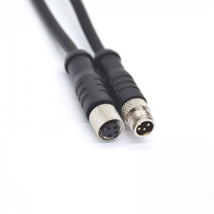 Automotive M8 Male Female Waterproof Power Cable 2 Pin Metal Connector